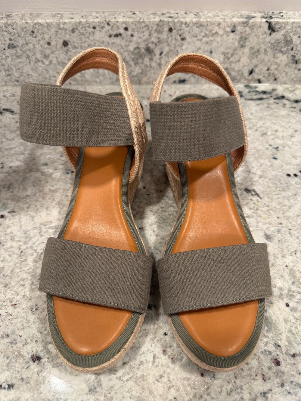 MIA Olive Canvas Espadrille Wedge Sandals